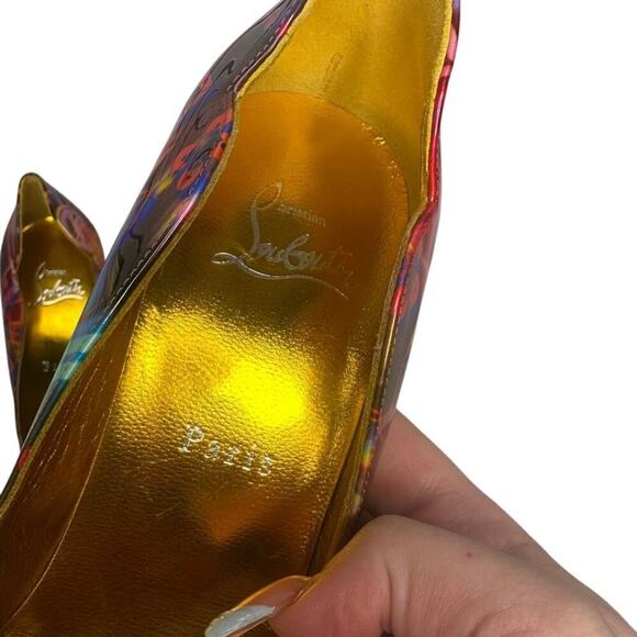 Christian Louboutin Hot Chick 100 Multicolor Discolaser Patent Leather Pumps 38 - Picture 4 of 7